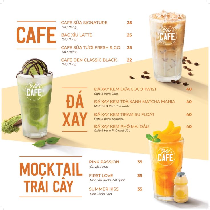 menu đa dạng các món