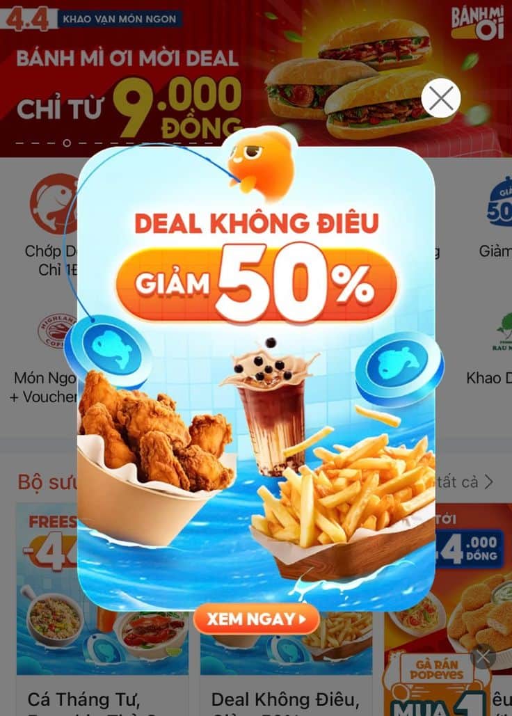 popup trên app công nghệ