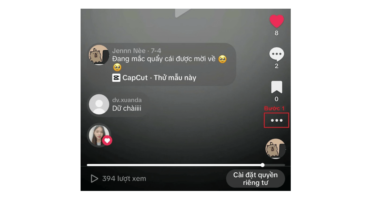 chọn video có sẵn ở hồ sơ tiktok
