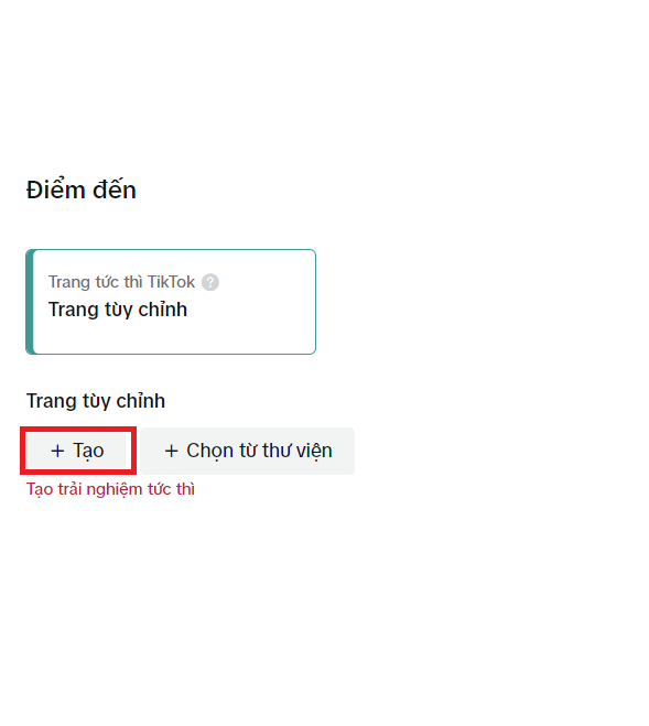 điểm đến tùy chỉnh