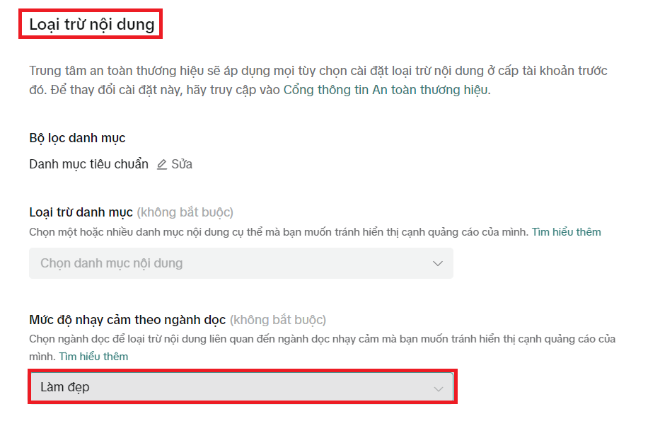 tránh những video có nội dung mà doanh nghiệp không muốn đứng kế video của mình