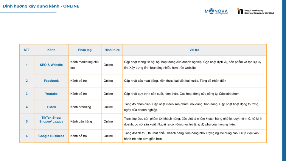 định hướng xây dựng kênh marketing online của monova
