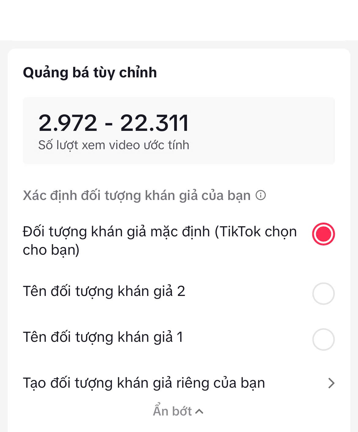 Đặt ngân sách và thời lượng