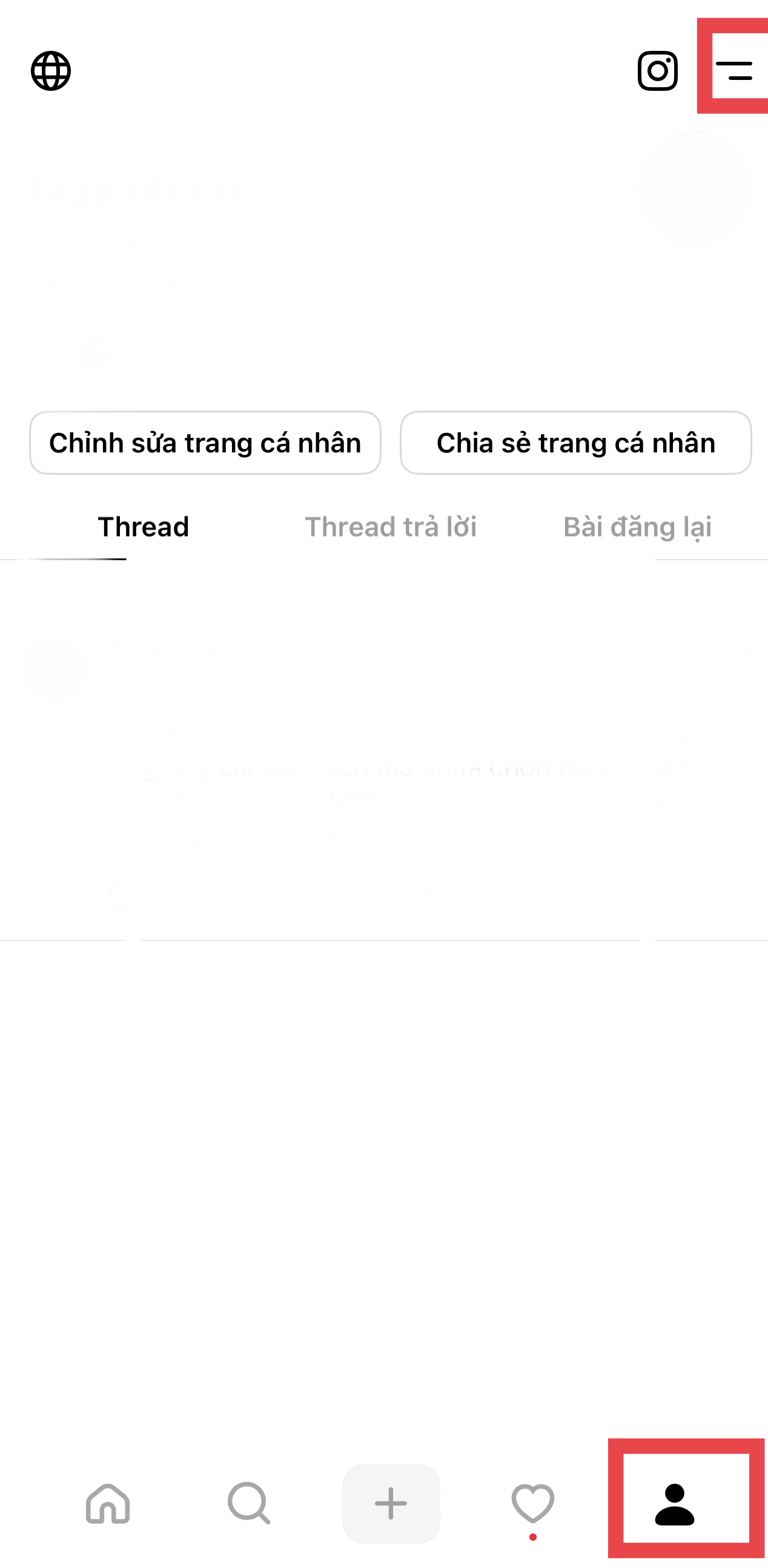 threads xoá tài khoản